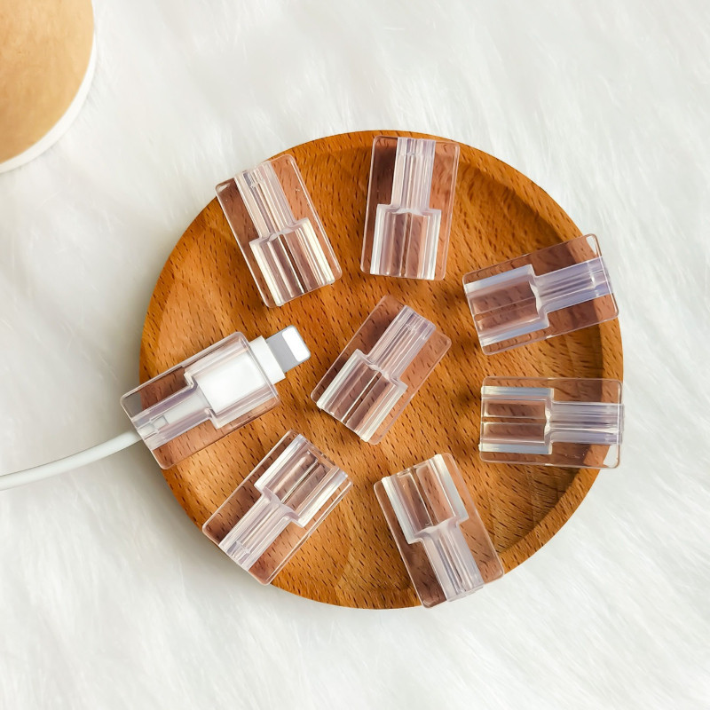 

5Pcs Soft Silicone Transparent Data Cable Protective Cover Clip For Apple Ios Iphone Charging Cord