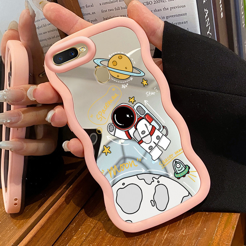 Casing HP Untuk OPPO A7 A5s A12 A12s A11K Case Astronot NASA Macaron Softcase Silikon Kasing Cream G