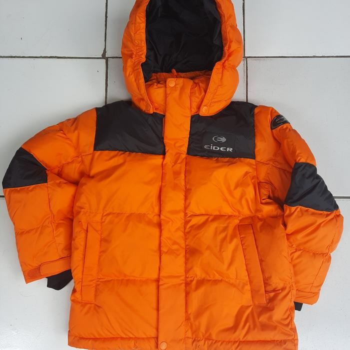 Jaket Gunung Anak Hiking Traveling Trekking Winter Down Eider Orange