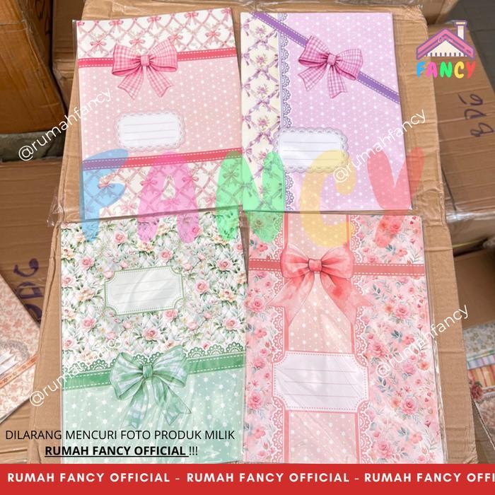 

New [1PAK] ISI 20 LEMBAR Sampul Buku KWARTO PATTERN SIMPATY Motif Pita Ribbon Bunga Pastel Butterfly