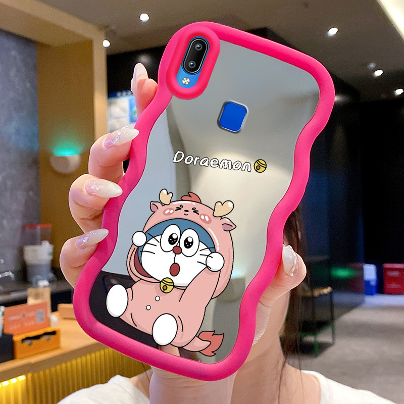 Casing Untuk VIVO Y91 Y91i Y93 Y95 Case Casing Pola Kucing Biru Kesing HP Kasing Macaron Mirror Cesi