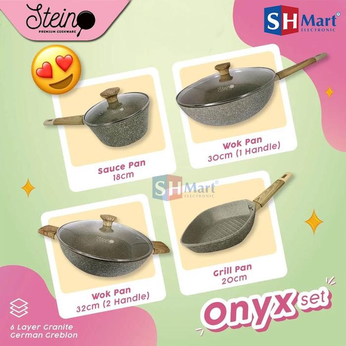 Steincookware Stein Paket Onyx 4in1 Set Komplit Granit German Original