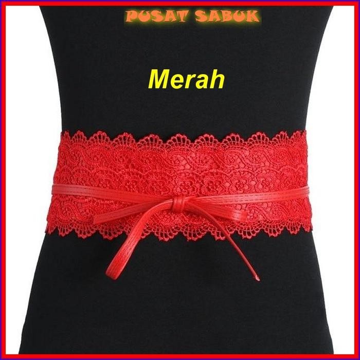 Gesper Cewek Ikat Tali Pinggang Sabuk Obi Belt Wanita Fashion Korea Impor Kain Kepang Hitam Karet