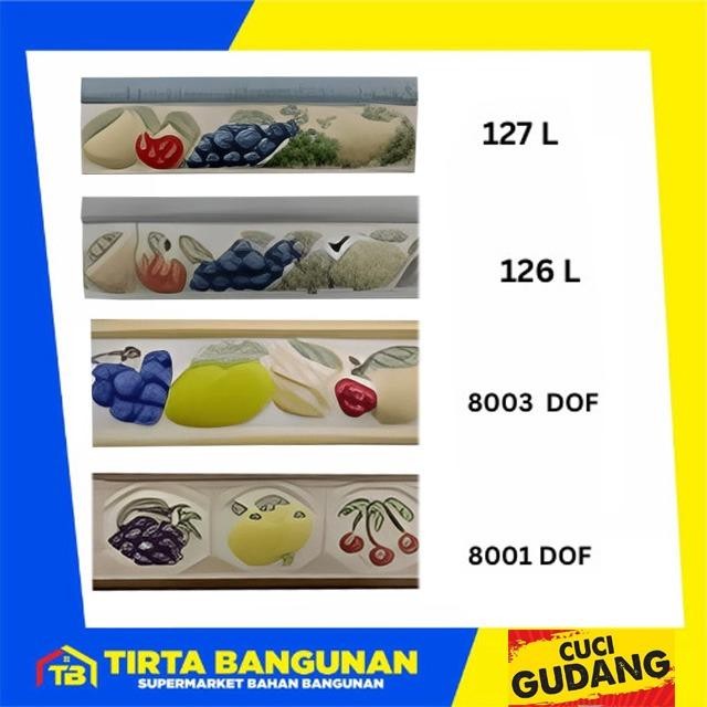LIST KERAMIK/ LISTELLO KERAMIK IMPORT 8 X 20 CM/ LIST/ BORDER DINDING KERAMIK TIMBUL