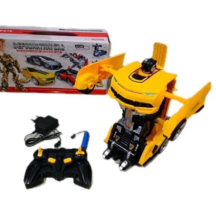 Miniiso Toys - Mainan Mobil Remot Bumblebee Deformation / Rc Mobil Robot Bumble Bee Transformers