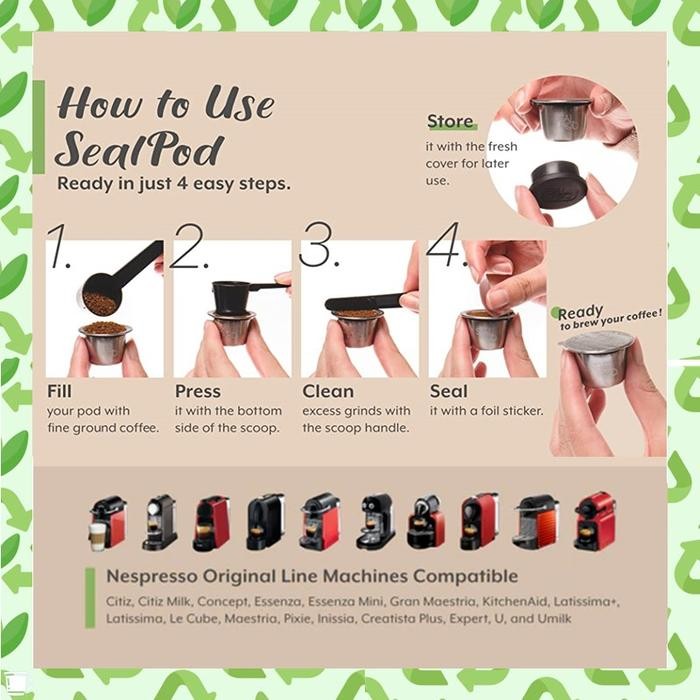 REUSABLE NESPRESSO CAPSULE REFILL STAINLESS - SEALPOD CAPSULE ONLY