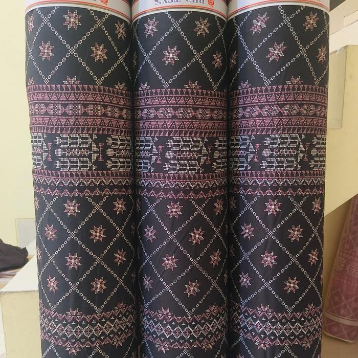 kain katun rayon Viscose motif batik etnik warna hitam best seller
