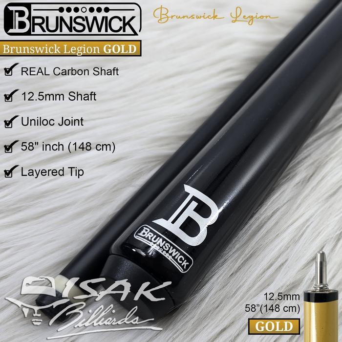 Brunswick Legion Cue Gold - REAL Carbon Shaft Uniloc Pool Stick Billiard
