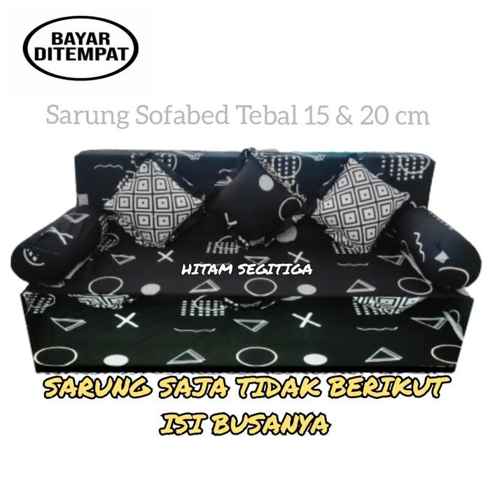 Cover sarung Sofa Bed Busa Inoac/royal Tebal 15-20 cm No 1 2 3 4 Motif Bunga Hitam Resleting Kode