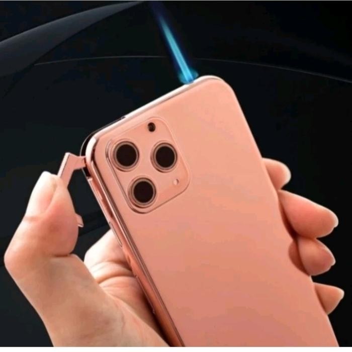 korek api unik lucu replika hp telpon apel ipone 11 gas lighter besar