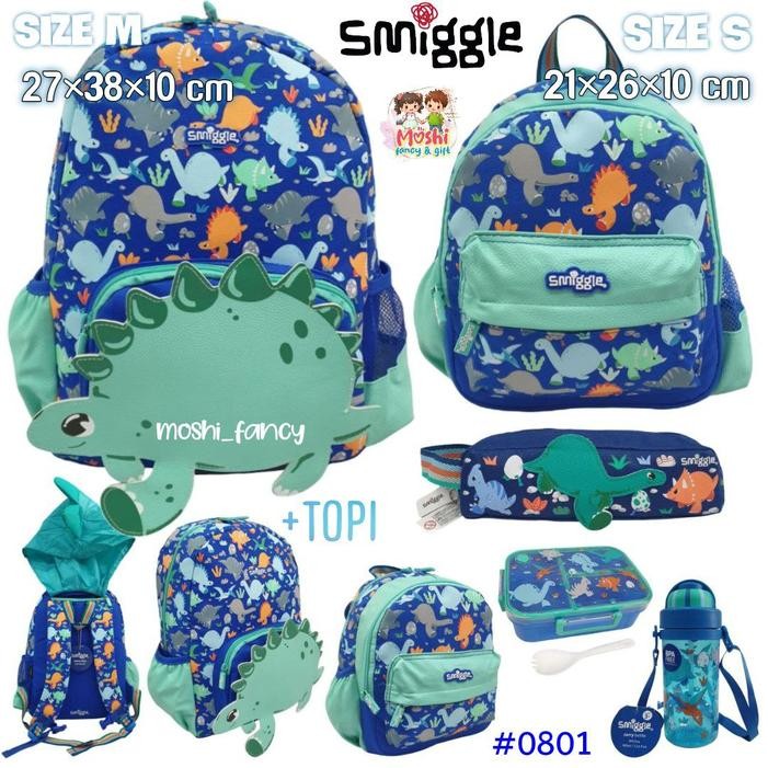 SIAPKIRIM Tas Smiggle Dino Hodie / Smiggle Glide Junior Hoodie / Tas Smiggle Ransel Dino Topi size