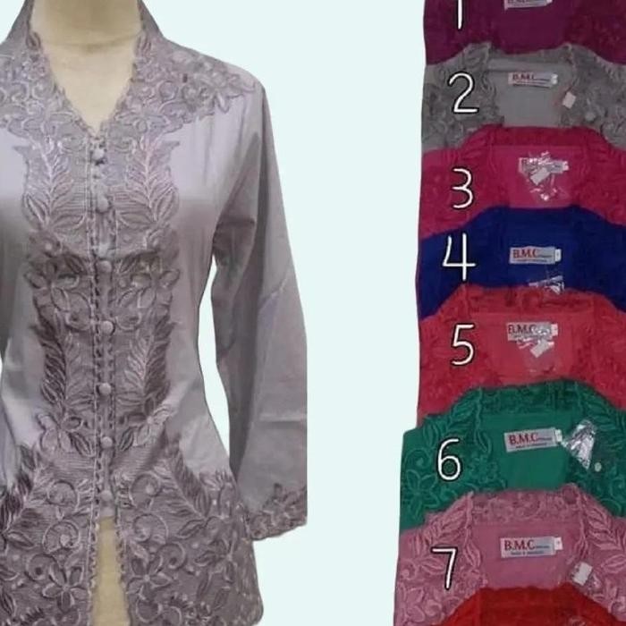 TERMURAH Atasan Kebaya Encim Modern Bahan Katun Spesial Warna Milo Biru Dress Lengan Panjang Size