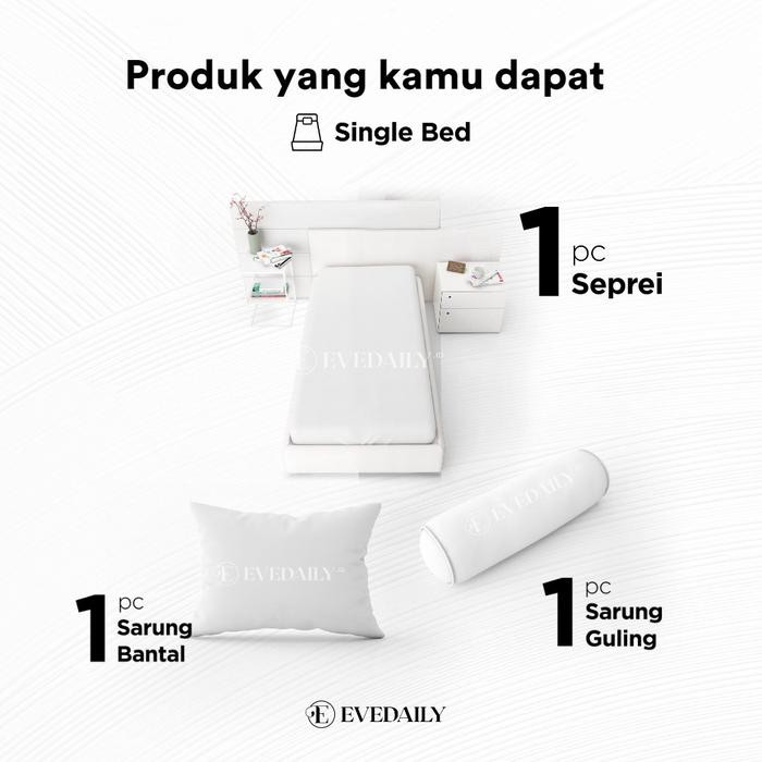 Bedcover Set Motif Theresia - Bunga - Putih - Mewah - 90X200 - 200X200 - Evedaily Promo 