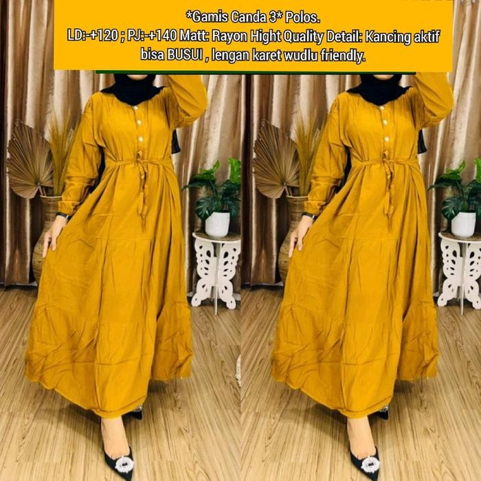 KirimCpT- Gamis Rayon Ruffle Kancing Busui (Susun) 3 Polos Adem