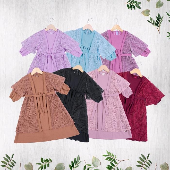 BigSal3%- Gamis Malika Couple Ibu Dan Anak/ Baju Kondangan / Setelan Gamis + Outer Crinkle