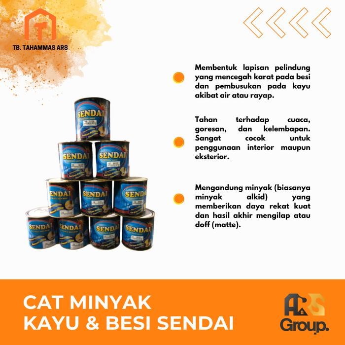 CAT SENDAI PAINT MINYAK KALENG / CAT MINYAK / CAT KAYU / CAT BESI PUTIH - HITAM