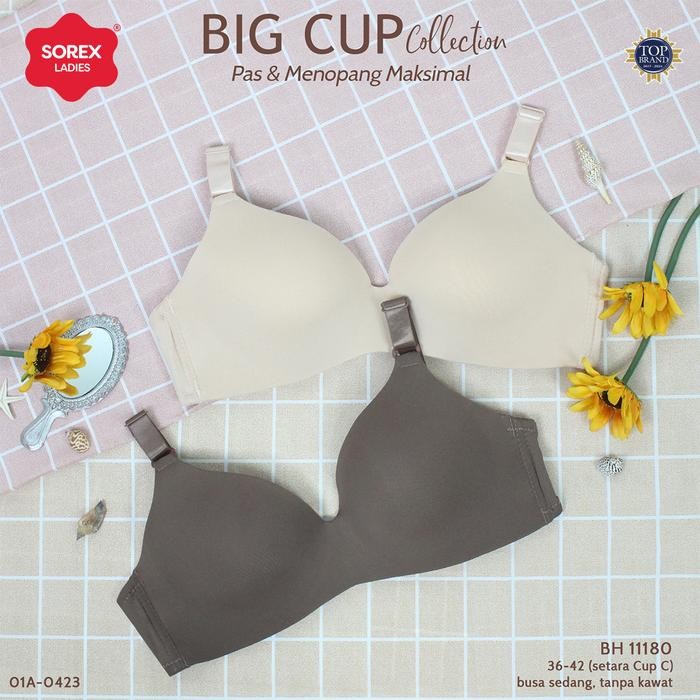 Sorex Bra Busa Tanpa Kawat Big Cup C Push Up Kait 3 Cup C BH 11180