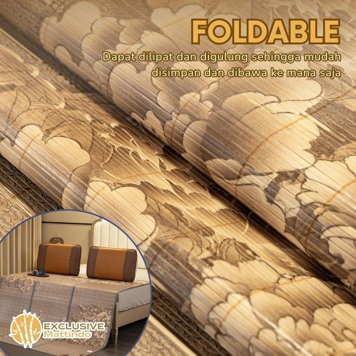 Tikar Bambu 3 Lipat Alas Lantai 180x200cm tikar Bambu Lipat Kasur Lantai Jumbo