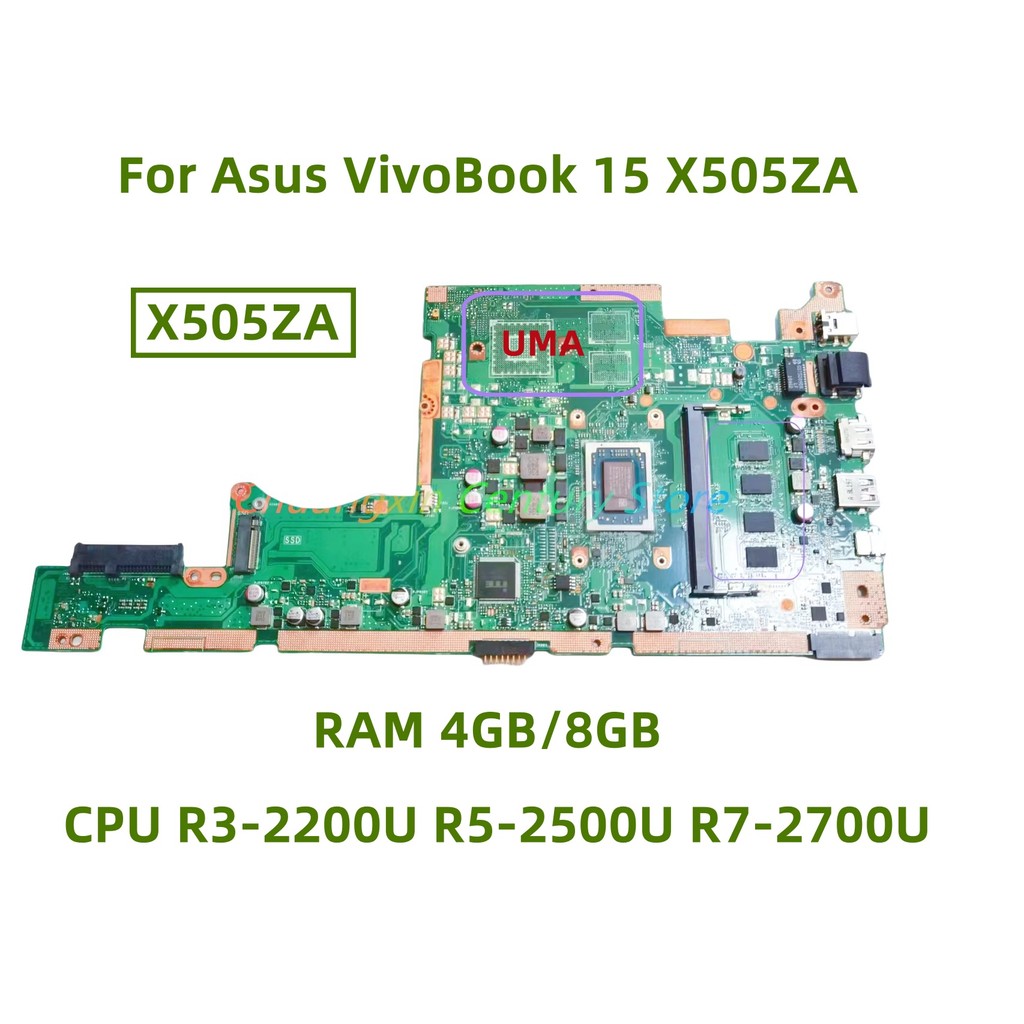 Casing Laptop X505ZA Motherboard for Asus VivoBook 15 X505ZA laptop CPU R3-2200U R5-2500U R7-2700U U