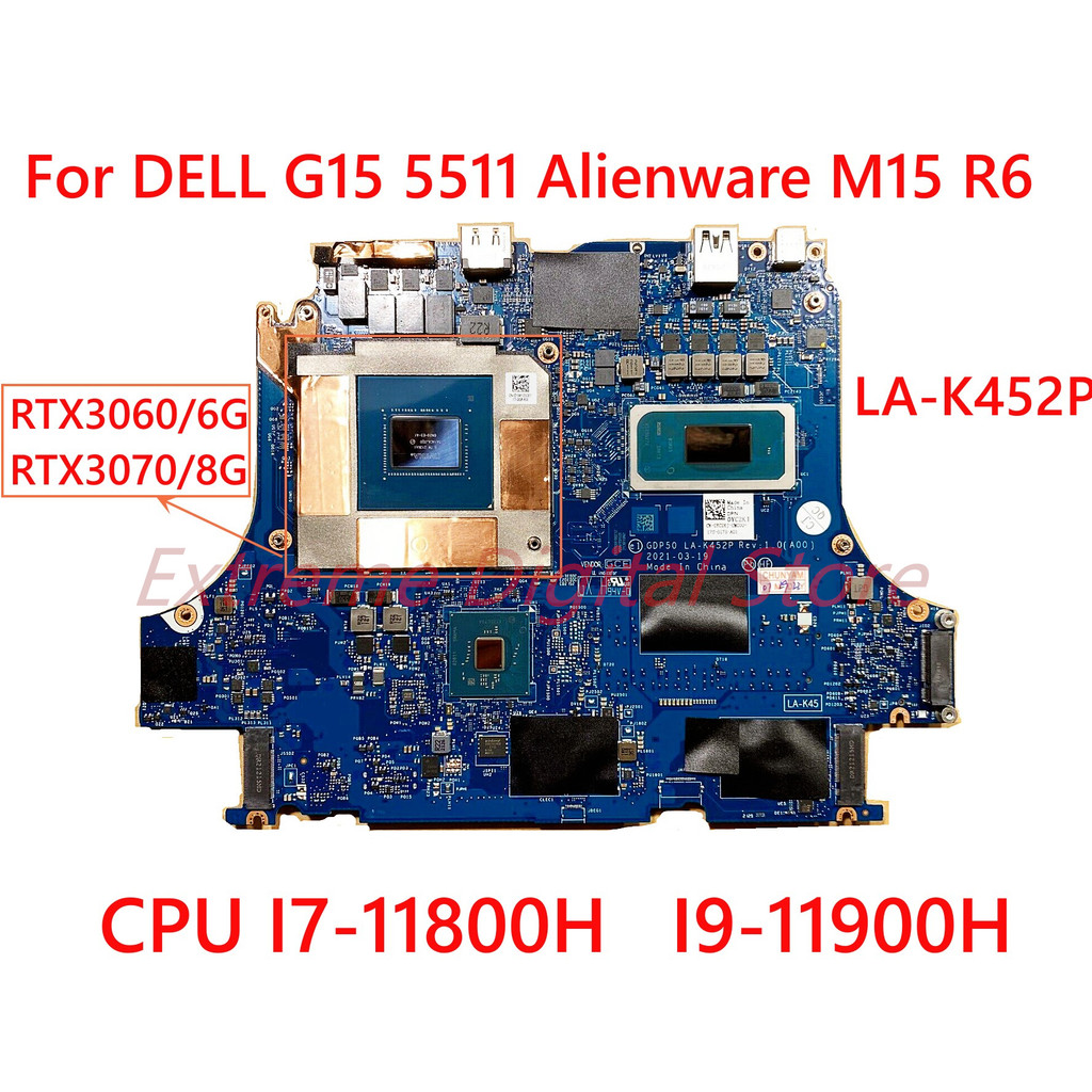 Casing Laptop For DELL G15 5511 Alienware M15 R6 Laptop motherboard LA-K452P with CPU I7-11800H I9-1