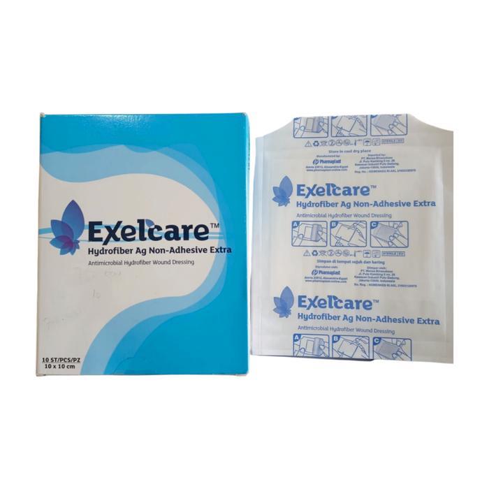 Exelcare Hydrofiber AG Non Adhesive Extra Anti Infeksi 10 x 10 cm Per Box isi 10 lembar