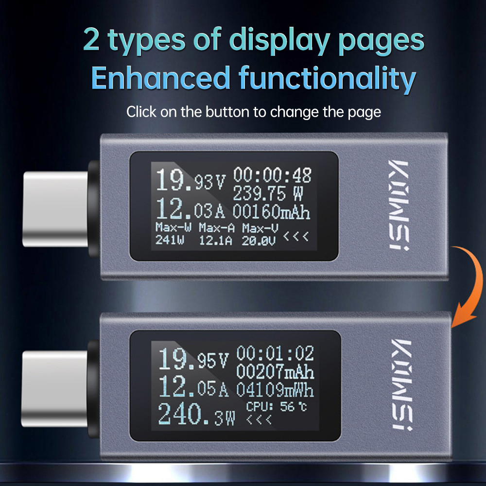 Type-C Current Voltage Capacity Phone USB Tester DC 4-30V 0-12A Power Meter Tester PD Mobile Power