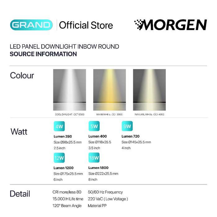 MORGEN - DOWNLIGHT LED PANEL IB BULAT GRAND SERIES 12WATT MG-GDLIB00/ DOWNLIGHT LED / DOWNLIGHT