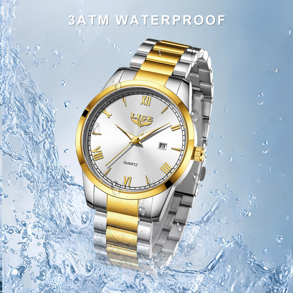 LIGE Fashion Men's Watch Roman Scale Minimalist Men's Famous Watch Night Glow Waterproof Trendy