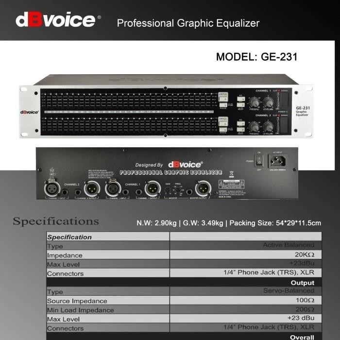 Equaliser DbVoice GE 231 Original Equaliser + Subwoofer