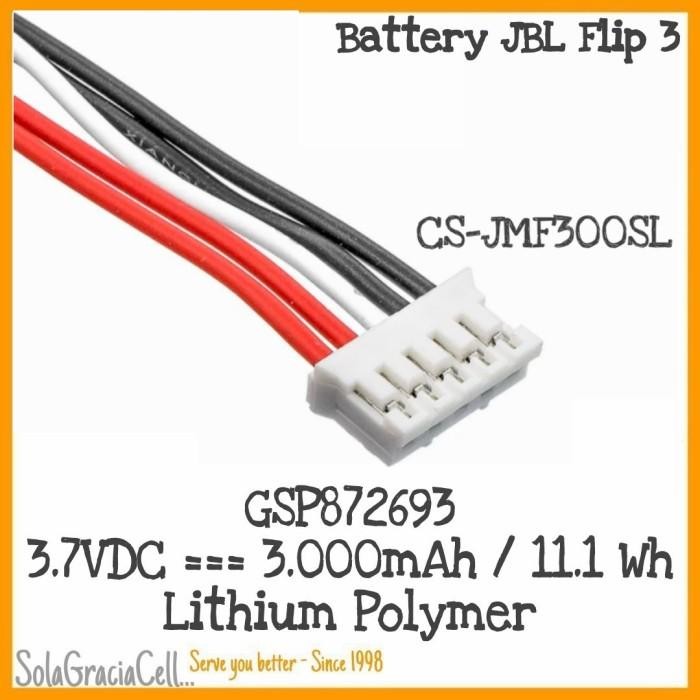 Batre / Baterai / Battery JBL Flip3 / Flip 3 GSP872693 - 3.7V 3.000mAh