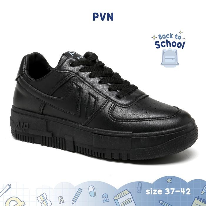 PVN Kara Old Skool Sneakers Wanita Sepatu Sekolah Hitam Black - 155