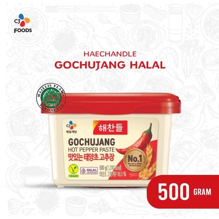 

Stok Baru Haechandle Saus Gochujang Halal MUI / Pasta Cabai Korea 500 Gram Halal MUI