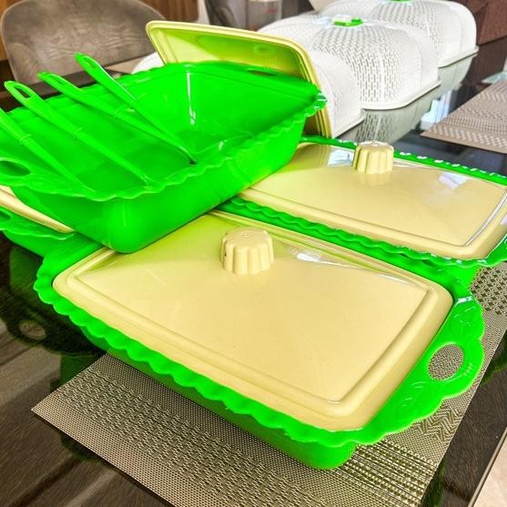[ 1 Set 4 Pcs ] Wadah Saji Prasmanan Tempat Sayur Basi Basy Lauk Alat Hijau