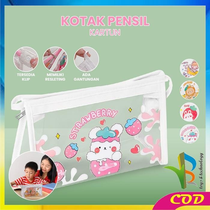 

[COD] RB A60 Tempat Pensil Transparan Motif Kartun Tas Pouch Kosmetik