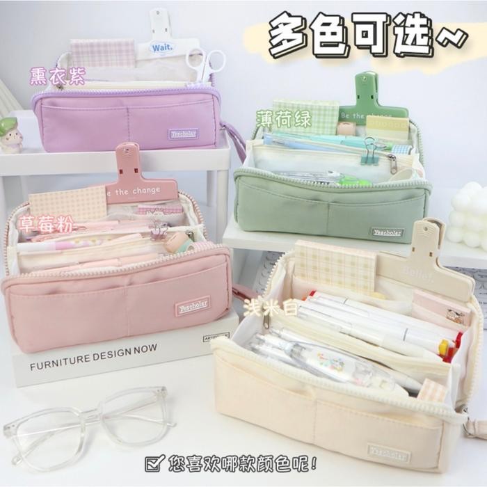 

Pencil case kotak pensil aesthetic Korea style tempat pensil besar