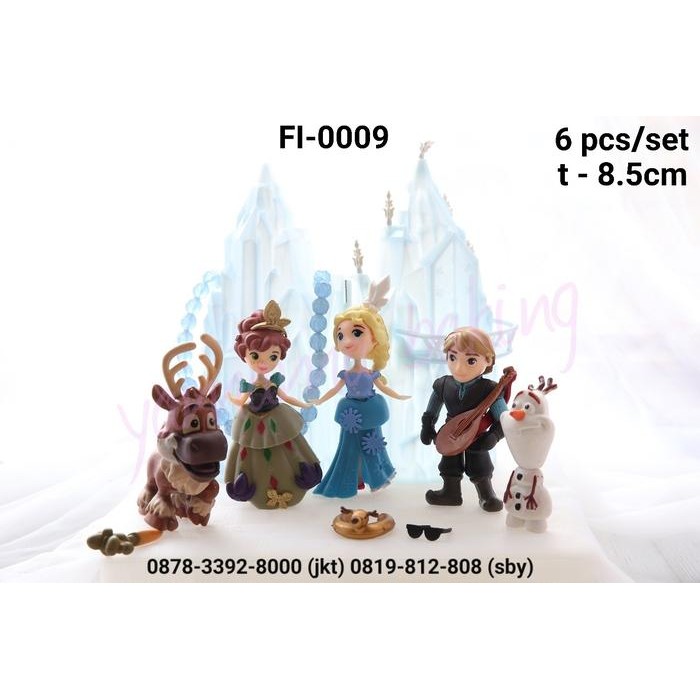 FI-0009 Topper Figurine hiasan kue frozen elsa anna olaf istana es