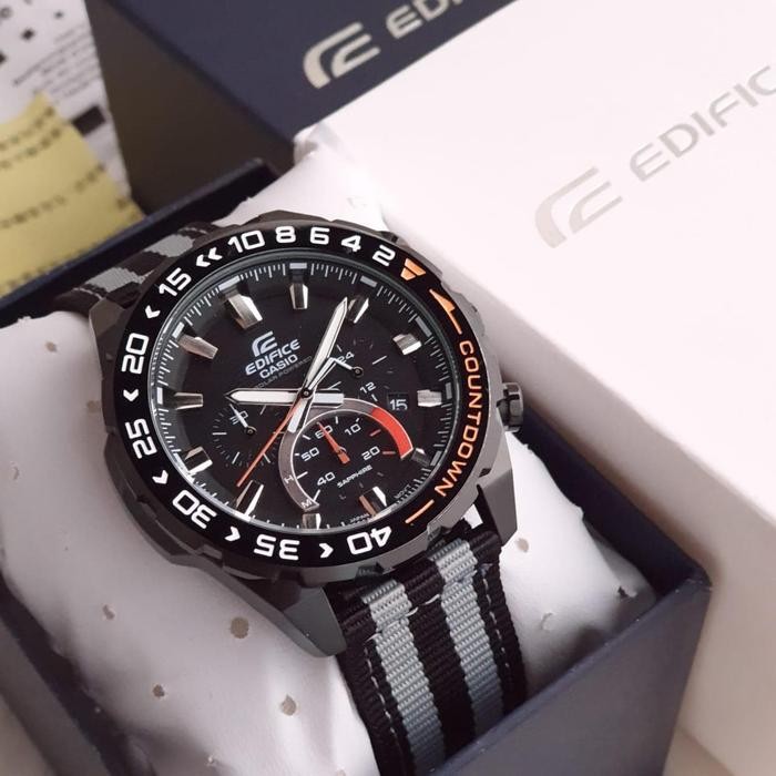 Jam Tangan Pria Merek Edifice EFS S550 Kanvas Ori BM Fullset 4.5cm
