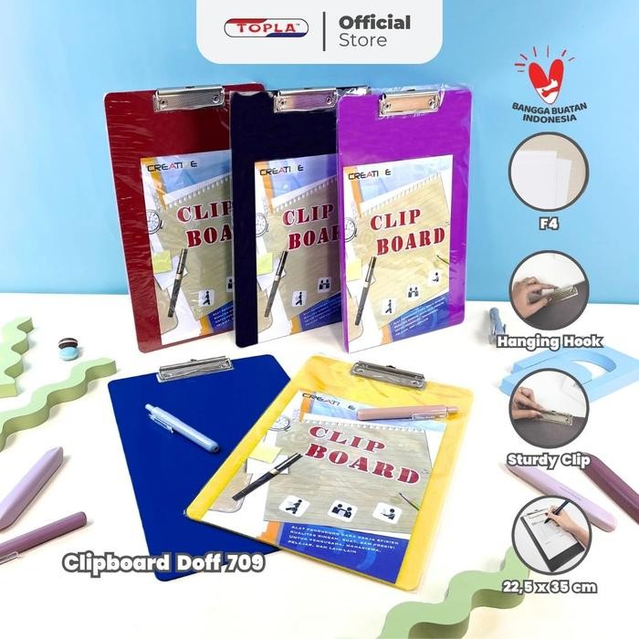 

Topla Clipboard Creative Doff 709 Papan Dada Alas Ujian Bambi Jalan Clip File Biru Hijau Merah