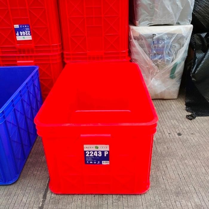 Box Container Green Leaf 2243 P / Krat Kontainer Keranjang Industri
