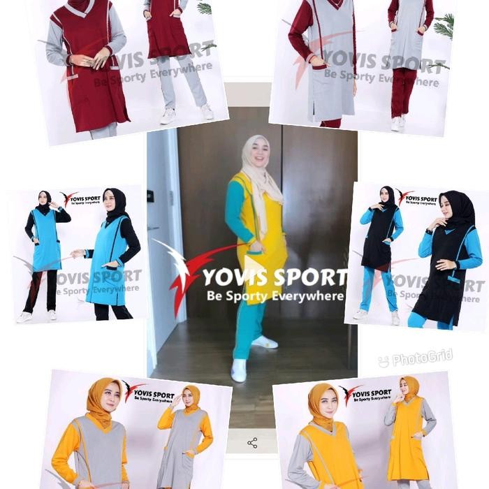 Pilihan- Baju Setelan Olahraga Muslim Tunik Celana Panjang Jumbo&Standar