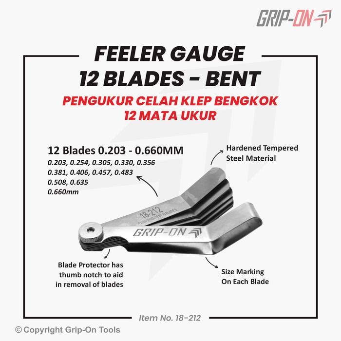 ALAT UKUR CELAH BENGKOK - FEELER GAUGE BENT 12 BLADES 0.203 - 0.660 MM masih ready
