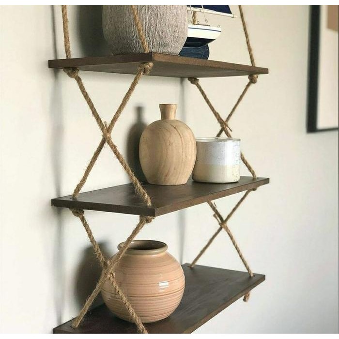 

New rak macrame X3 hiasan dinding macrame aesthetic rajutan macrame BAHAN TALI KATUN DAN KAYU