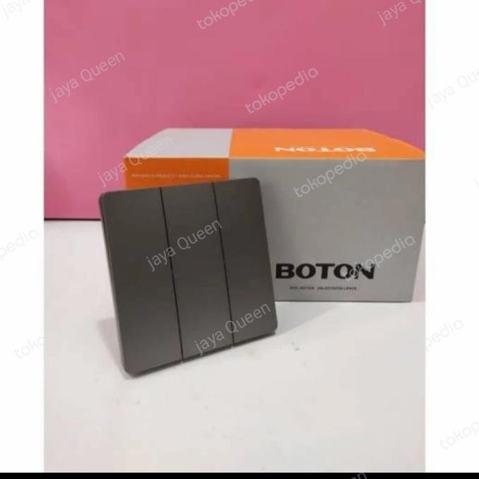 Saklar Triple Boton/3 Tombol/Saklar Boton Grey Q2-007-3