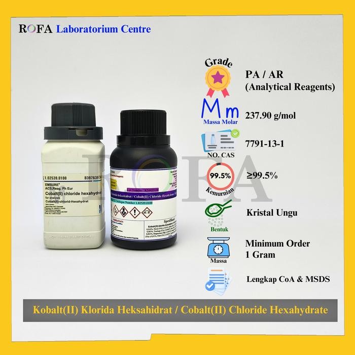 Kobalt(II) Klorida Heksahidrat / Cobalt(II) Chloride Hexahydrate / CoCl2.6H2O Pro Analisis Eceran 1