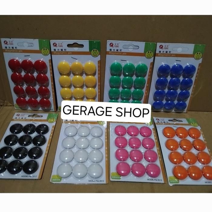 

New MAGNET PAPAN TULIS MAGNET PIN WHITEBOARD 20MM 2CM 1 PACK ISI 12