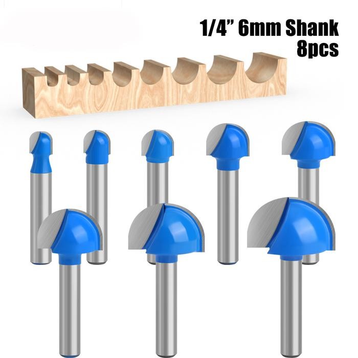 SALE 8PCS MATA PROFIL SETENGAH LINGKARAN MATA ROUTER KAYU SET 6MM