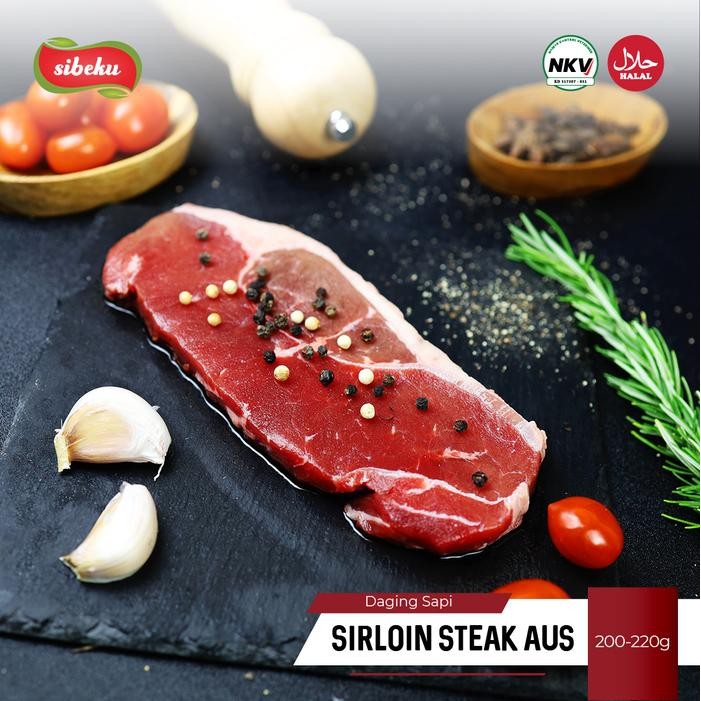 

Pilihan- Daging Sapi Sirloin Steak Aus Halal 200-220 Gram Frozen Food