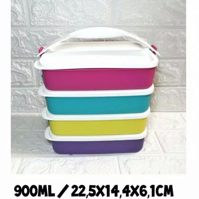 Promo Tupperware Rantang Click To Go Rectagular Set Original