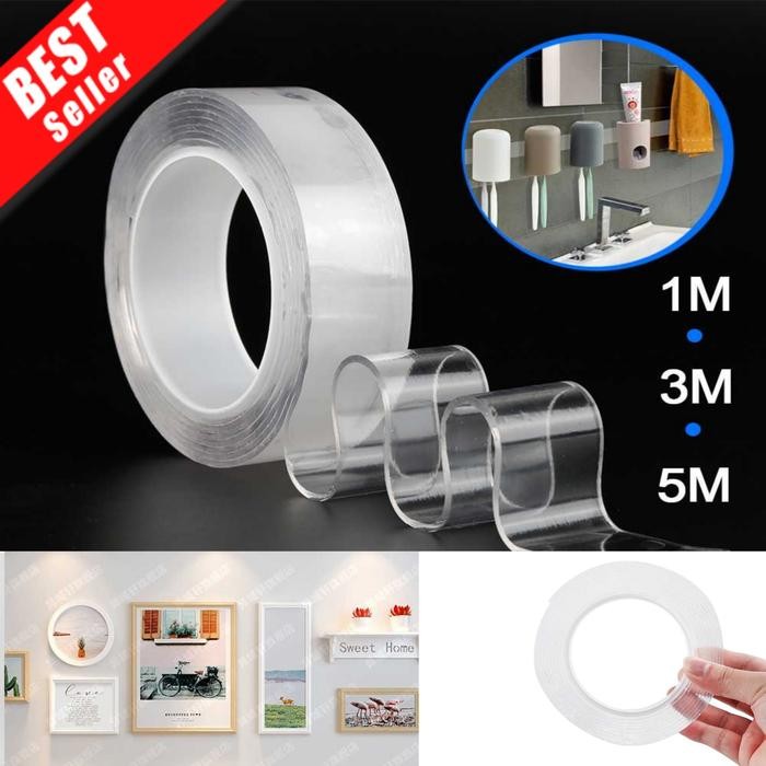 

Perekat Dua Sisi Serbaguna Double Tape No Trace Washable Sticker