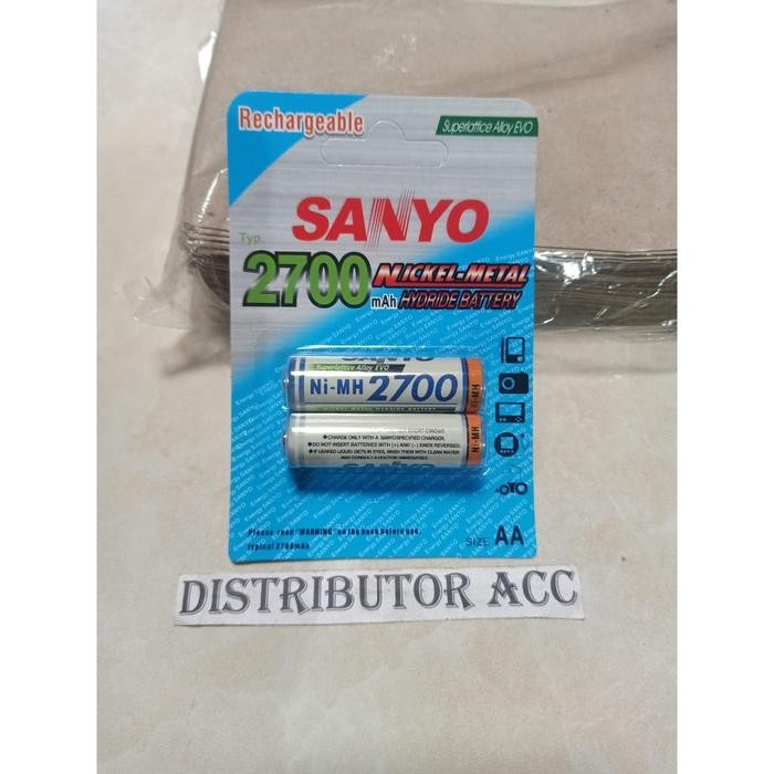 New Isi 2 Baterai Cas SANYO AA - A2 / Baterai Charger SANYO AA 2700 Mah